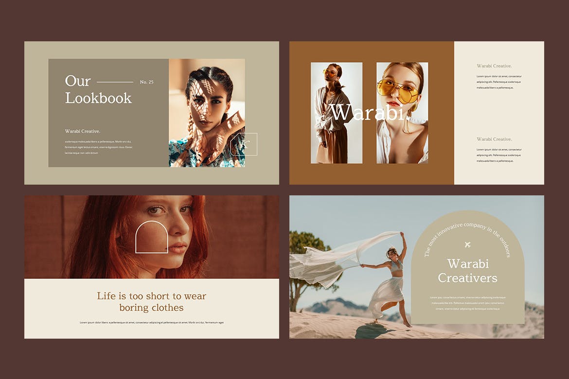 时尚高端专业的高品质时尚lookbook Google Slides谷歌幻灯片演示模板（pptx）