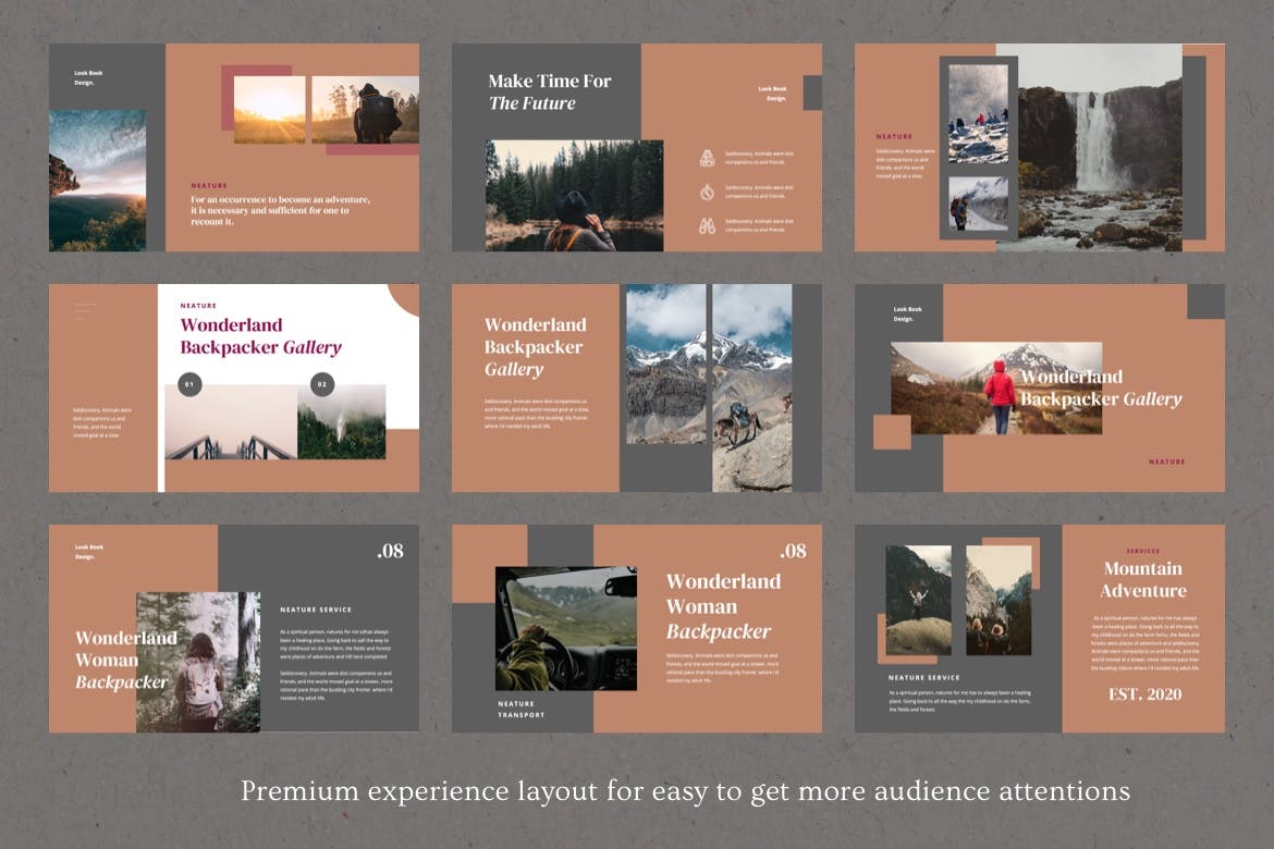 背包客-户外项目兴趣内容介绍的PPT模板(PPTX)