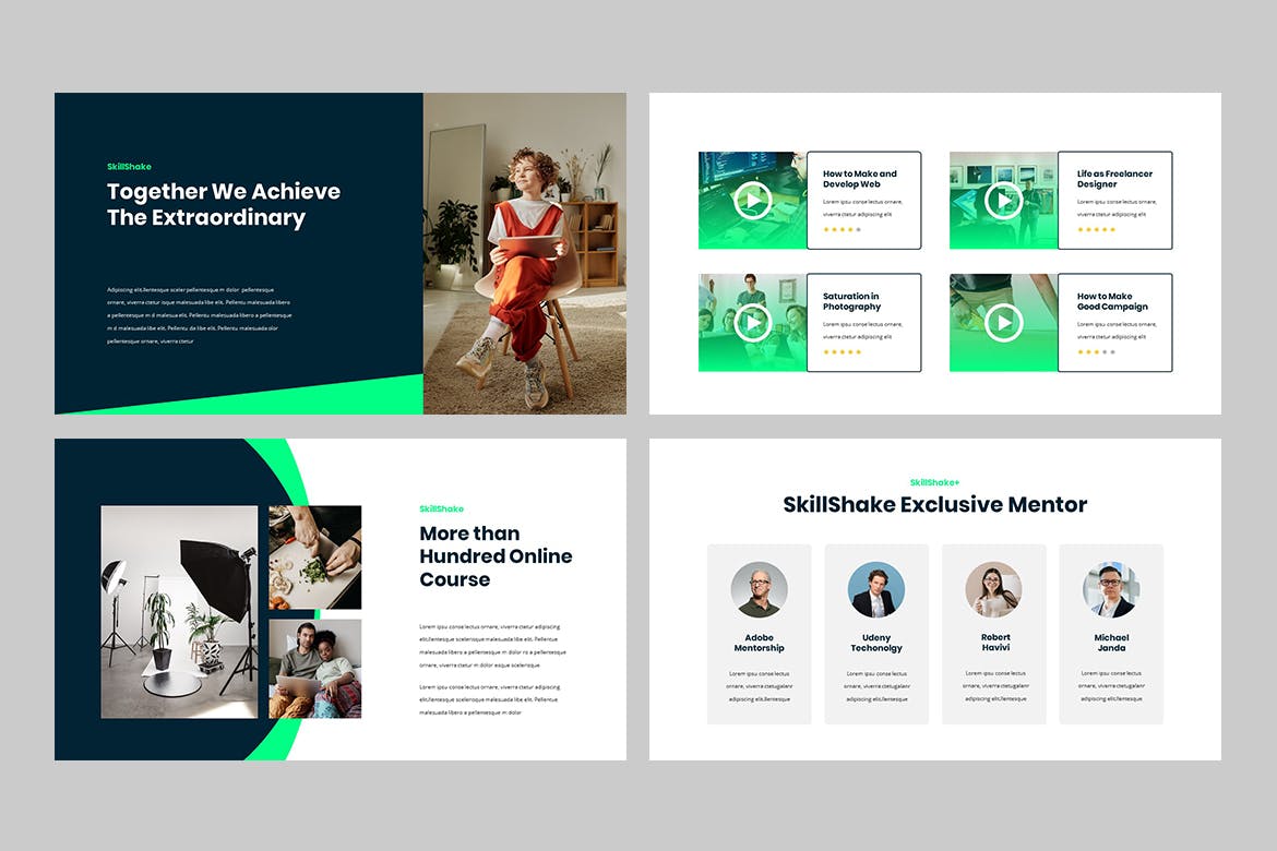 高品质的在线教育网络授课Google Slides谷歌幻灯片演示模板（pptx）