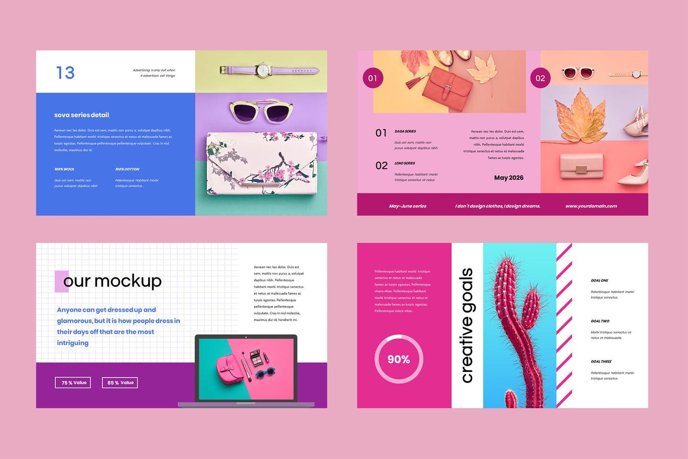 粉红色的女性产品介绍PPT模板下载[PPTX]