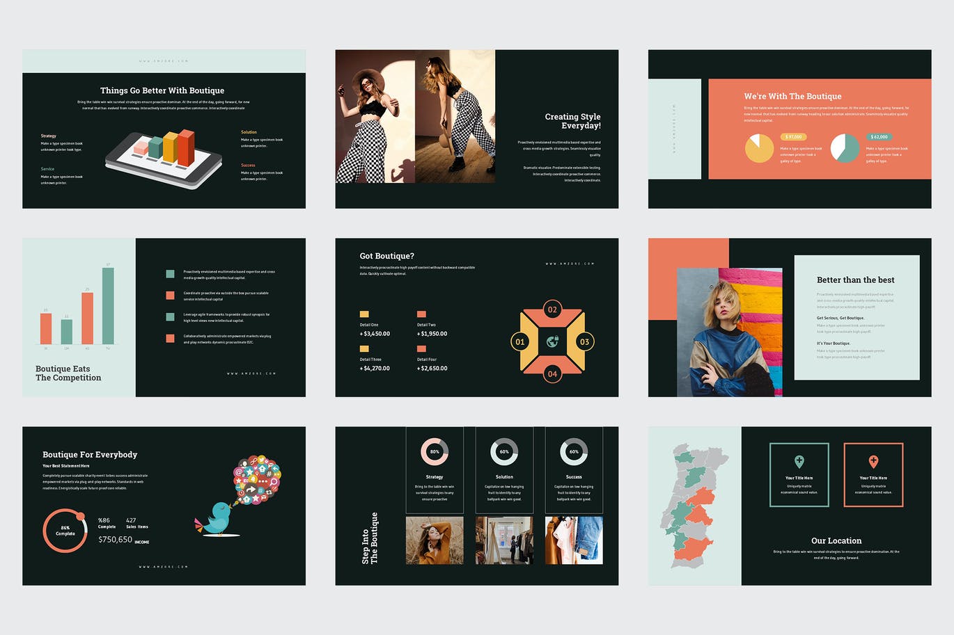 简约清晰时尚好用的多功能powerpoint幻灯片演示模板（pptx）