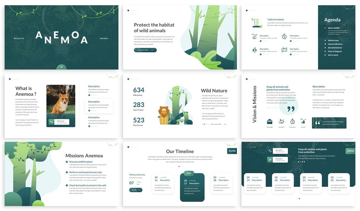 绿色环保自然相关项目的PPT模板（PPTX）