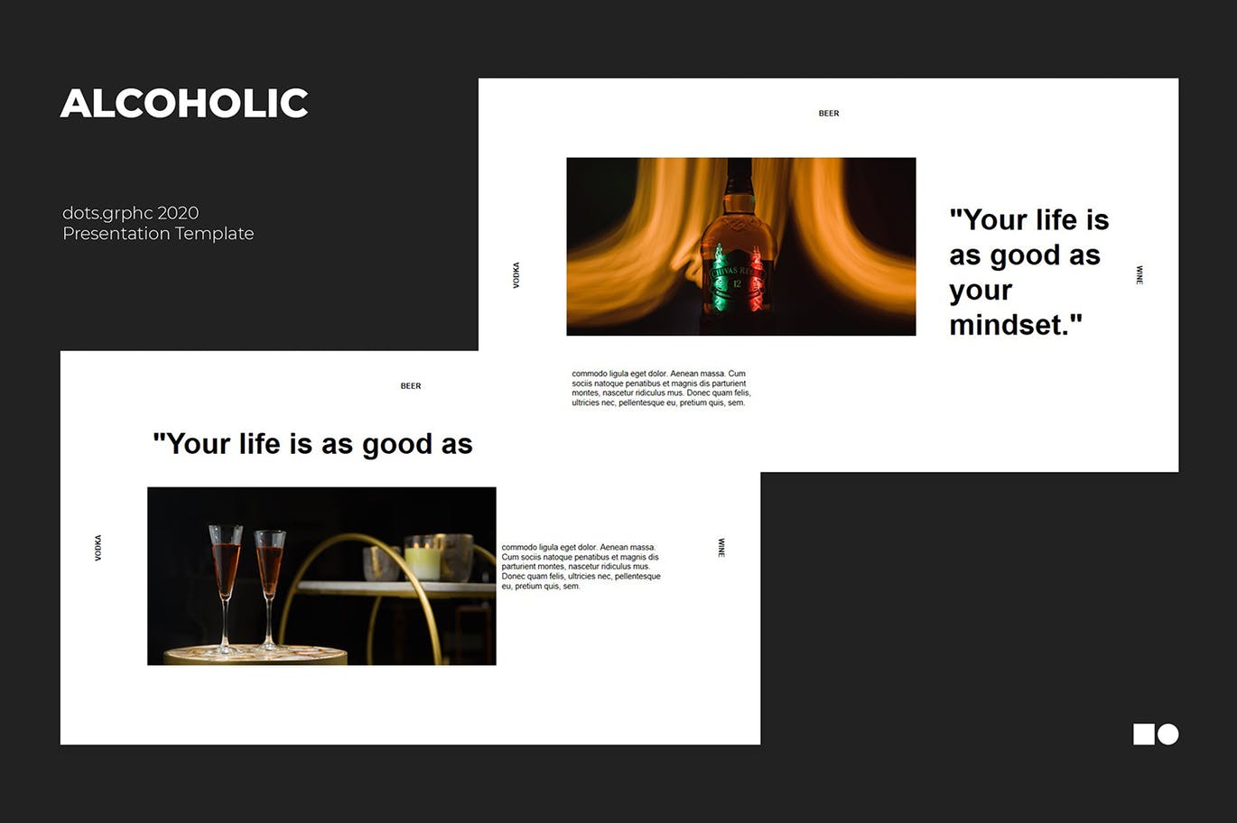 时尚高端酒品酒吧powerpoint幻灯片演示模板（pptx）