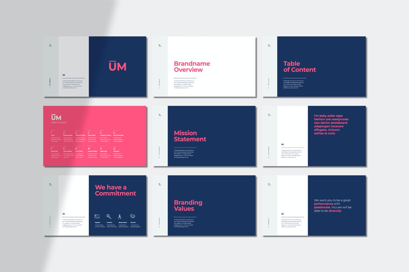 时尚高端简约品牌手册logo标志VI设计模板powerpoint幻灯片演示模板（pptx）