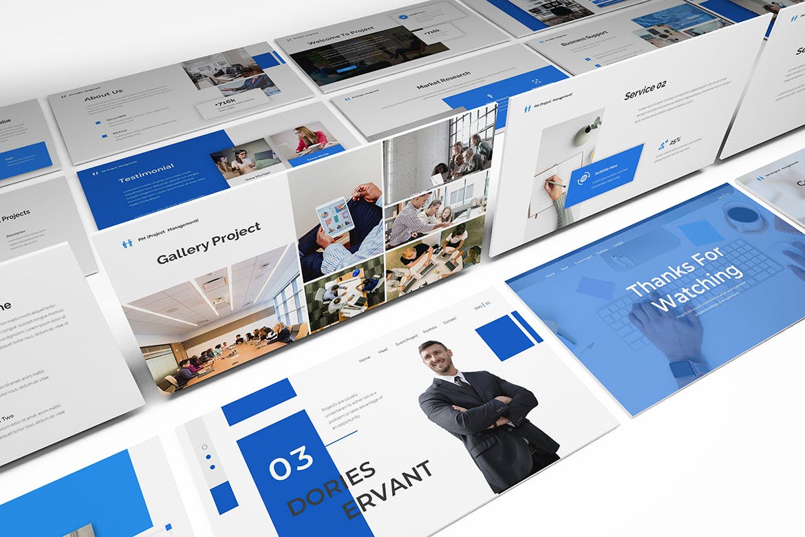 时尚高端简约专业的高品质项目管理powerpoint幻灯片演示模板（pptx）