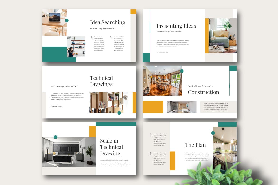 时尚高端简约多用途房地产室内设计powerpoint幻灯片演示模板（pptx）