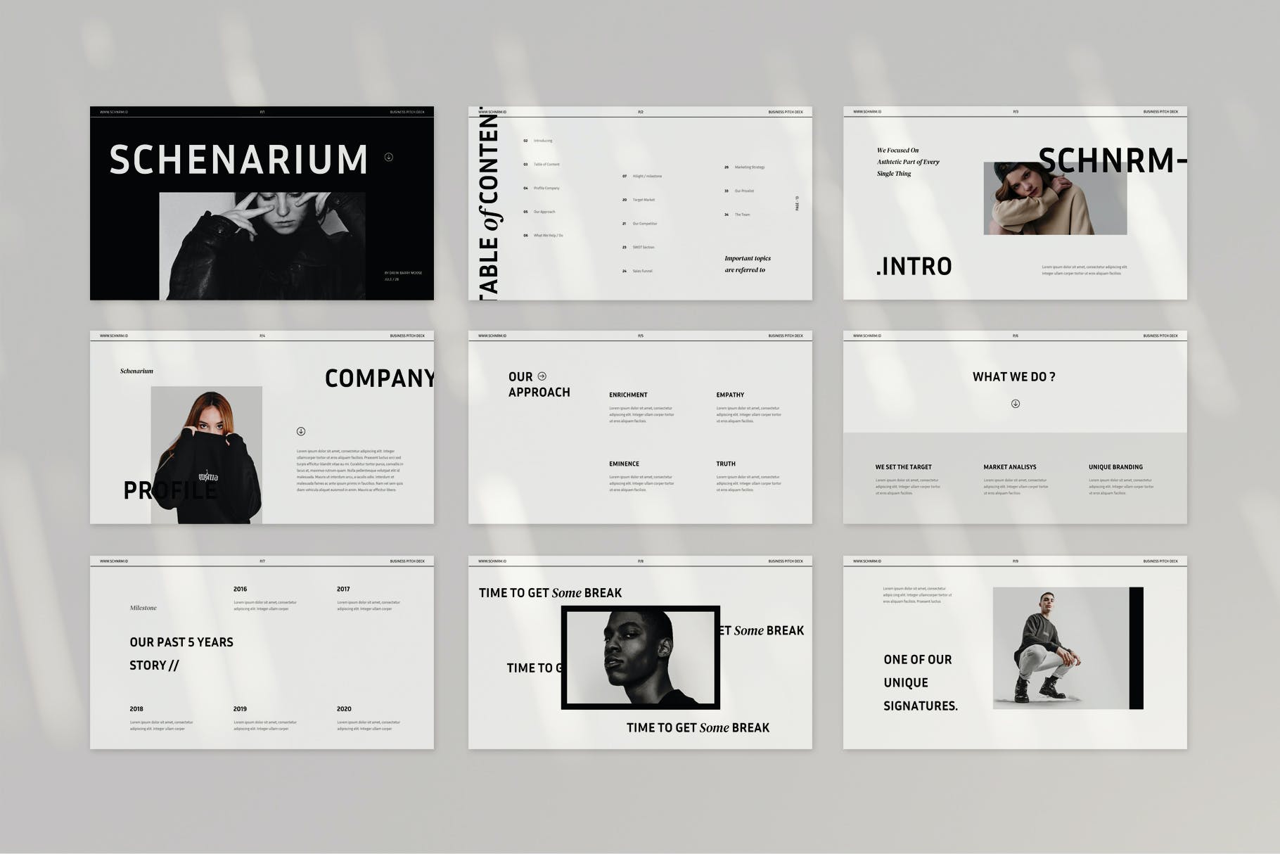 极简主义黑白时尚PPT模板（PPTX,KEY）