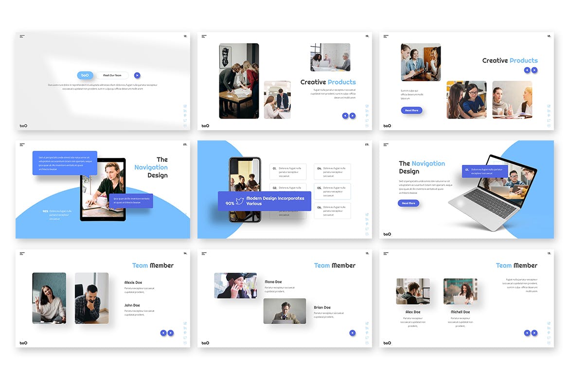 时尚高端简约清新配色的高品质powerpoint幻灯片演示模板（pptx）