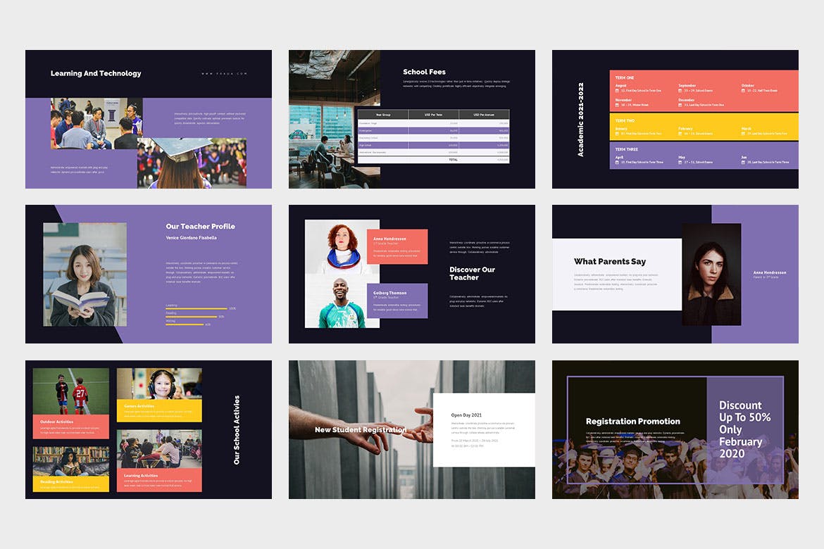 时尚简约清新好用的多用途学校留学机构powerpoint幻灯片演示模板（pptx）