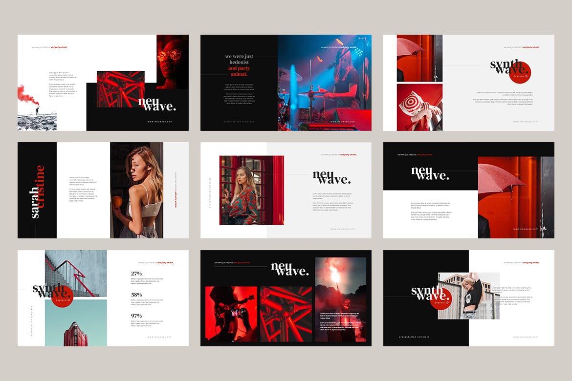 新浪潮时尚PPT模板下载(PPTX)