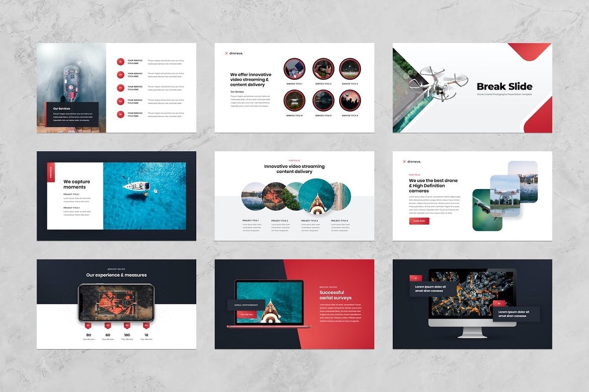 时尚高端简约度用途无人机powerpoint幻灯片演示模板（pptx）