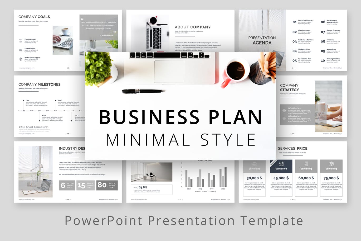 简约风格的多用途大数据业务计划powerpoint幻灯片演示模板（pptx）