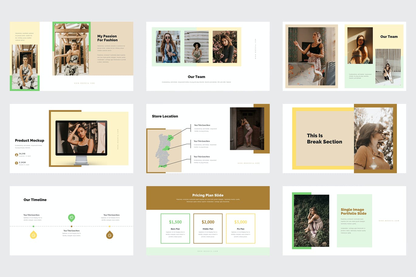 优雅时尚高端简约清新powerpoint幻灯片演示模板（pptx）