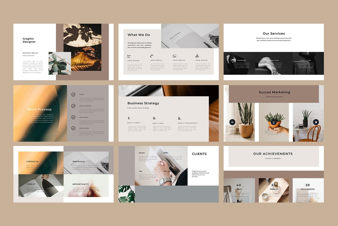 时尚高端简约优雅多用途创意商业powerpoint幻灯片演示模板（pptx）