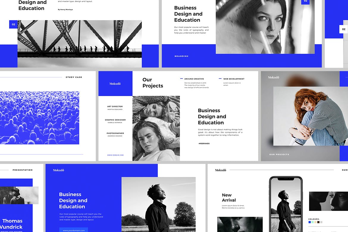 时尚高端专业的高品质蓝色配色powerpoint&amp;keynote幻灯片演示模板（pptx/key）