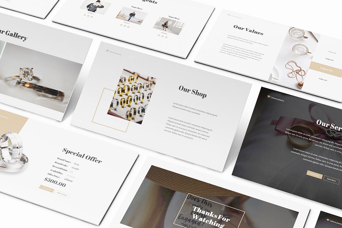 时尚高端优雅结婚婚礼珠宝店powerpoint幻灯片演示模板（pptx）