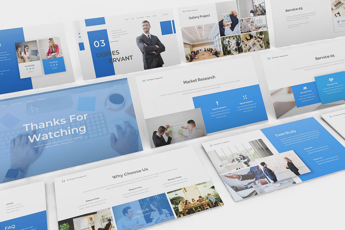 时尚高端简约专业的高品质项目管理powerpoint幻灯片演示模板(pptx)