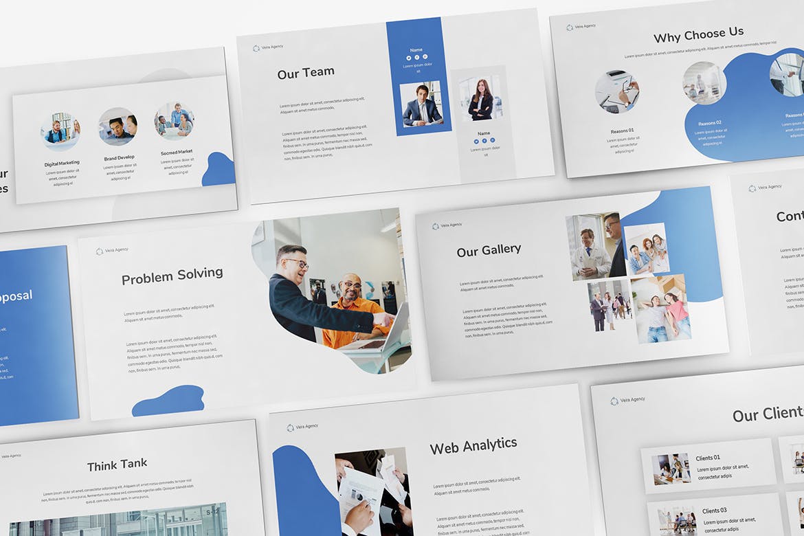 干净简洁的营销公司Powerpoint模板