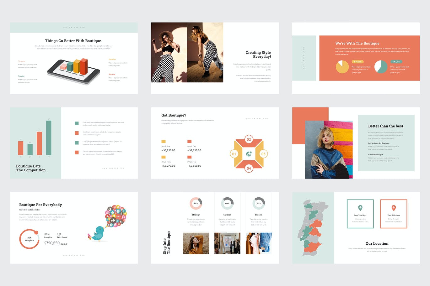 简约清晰时尚好用的多功能powerpoint幻灯片演示模板（pptx）