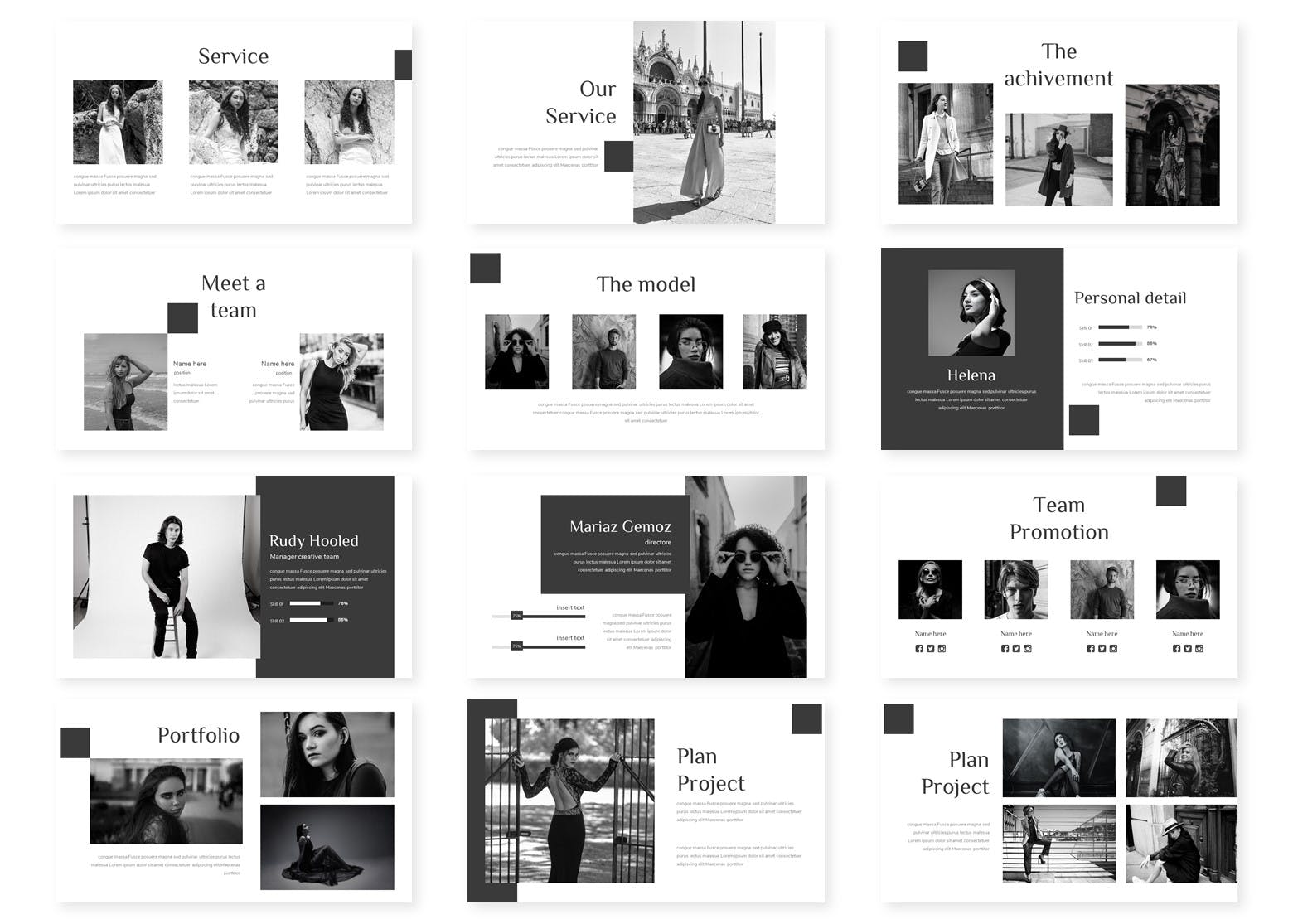 时尚感觉的黑白高端PPT模板下载[PPTX]