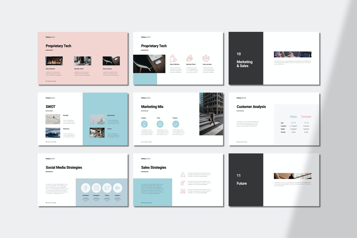 清新时尚高端简约配色的高品质powerpoint幻灯片演示模板（pptx、key）