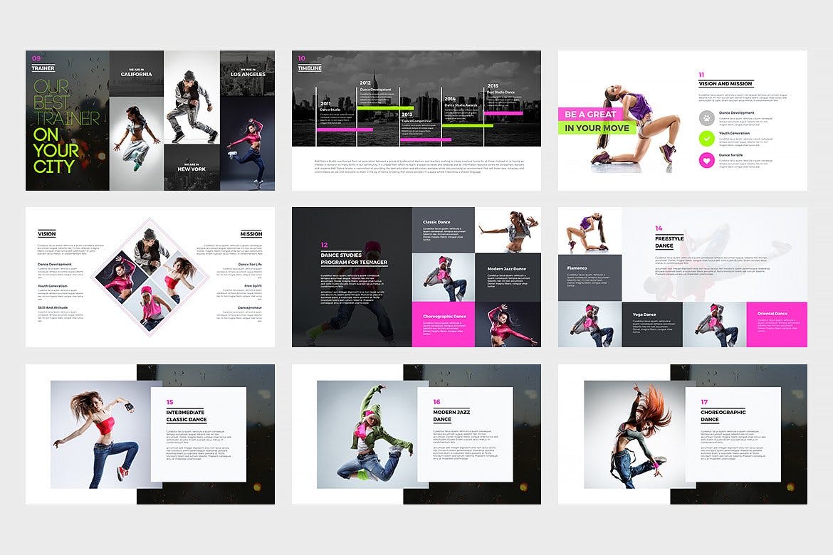 热门舞蹈课程PPT模板下载(PPTX)