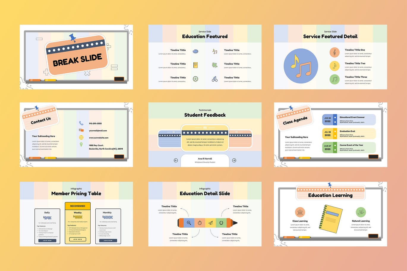 简约时尚清新可爱教育powerpoint幻灯片演示模板（pptx）