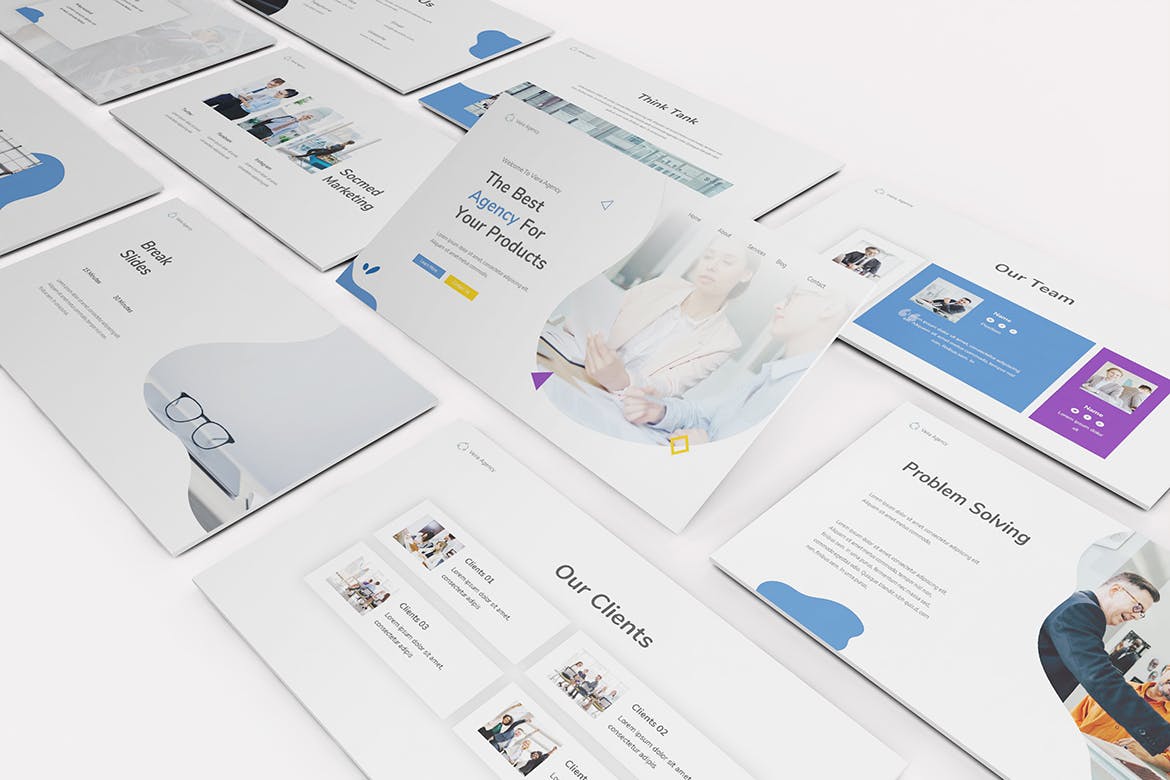 干净简洁的营销公司Powerpoint模板