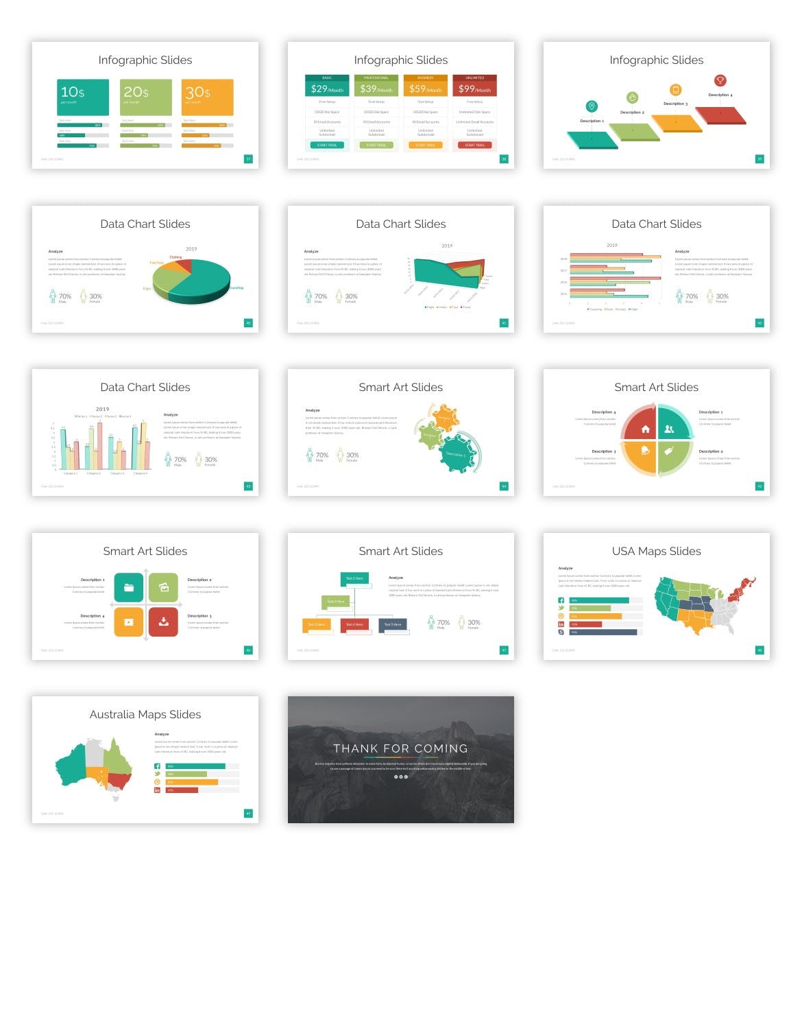 带有多种大数据表格的多用途powerpoint幻灯片演示模板(pptx)