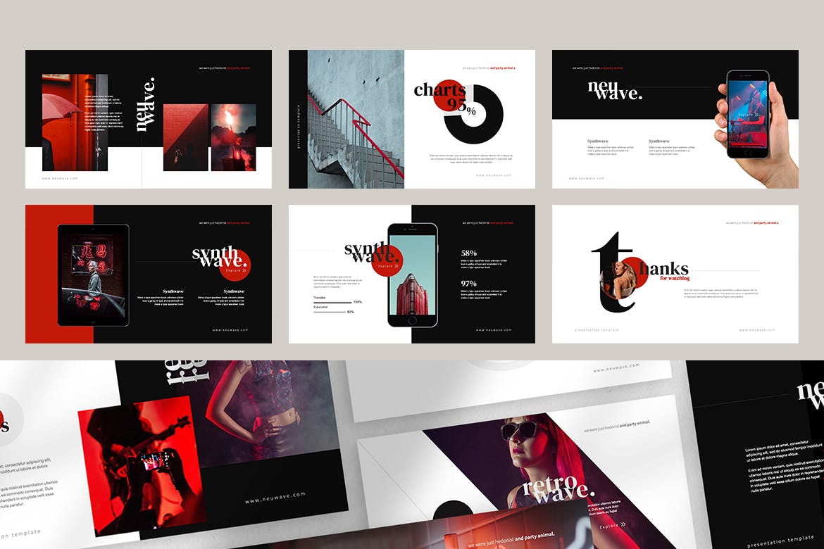 新浪潮时尚PPT模板下载(PPTX)