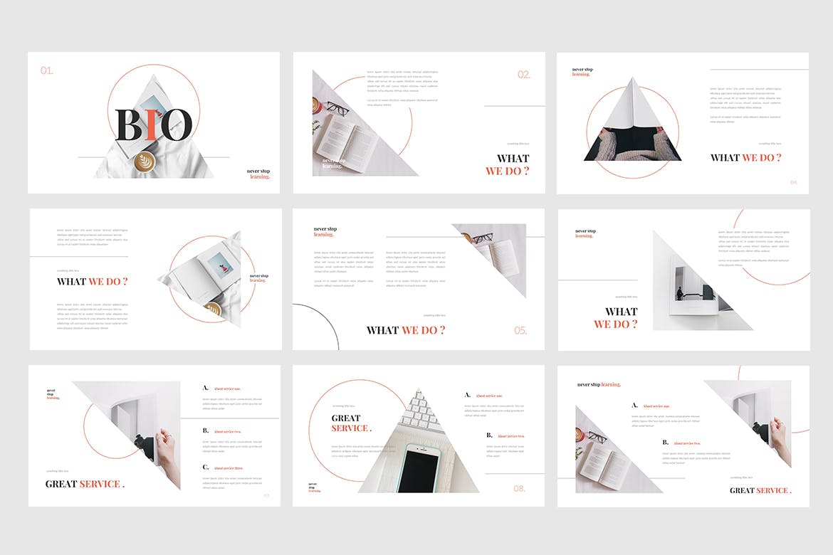 时尚高端简约清新几何图形powerpoint幻灯片演示模板（pptx）