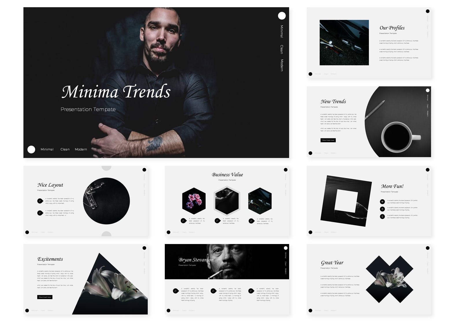 极简主义时尚PPT模板下载（PPTX）