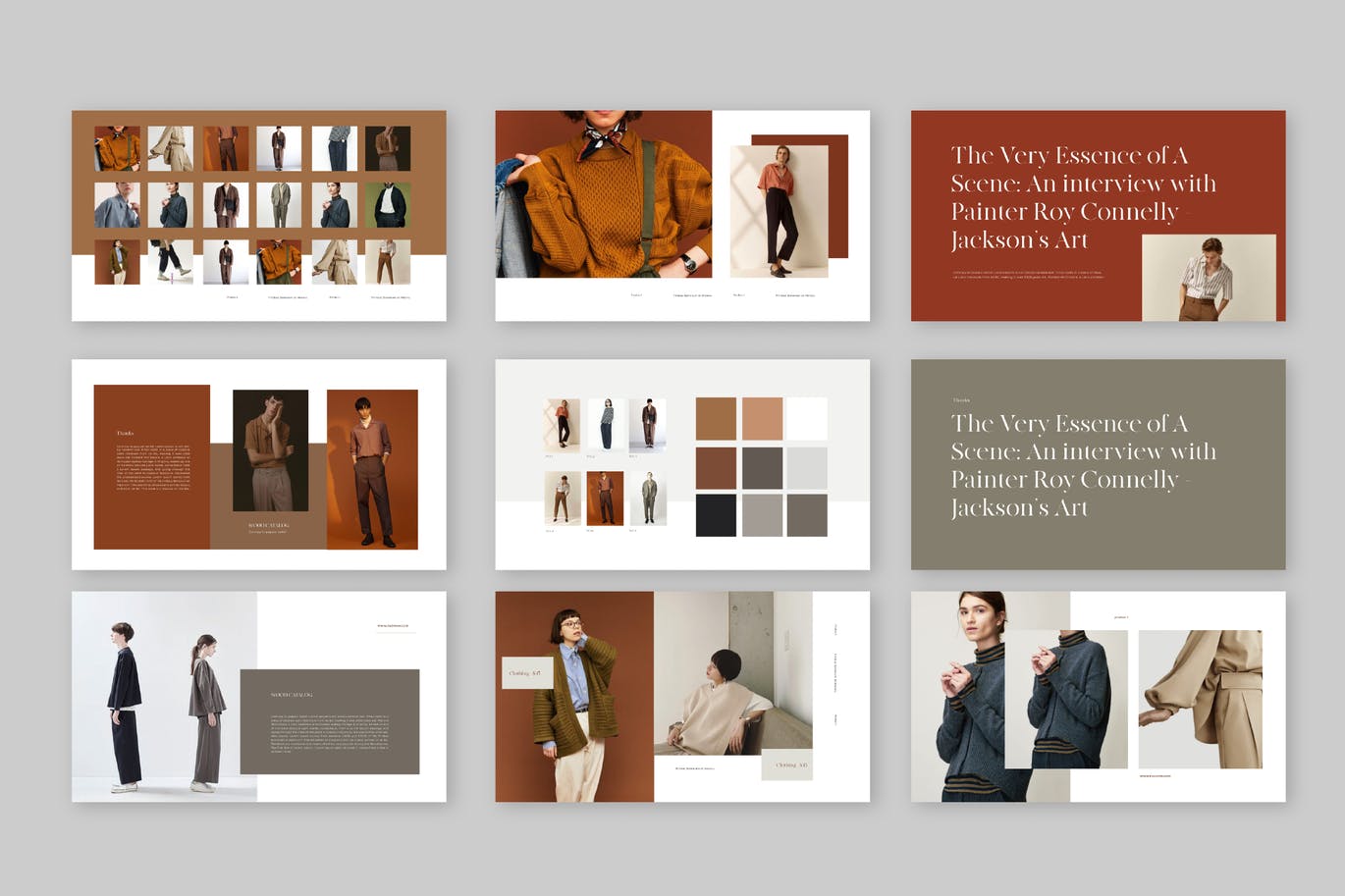 时尚高端优雅简约秋天配色的高品质产品目录powerpoint幻灯片演示模板（pptx）