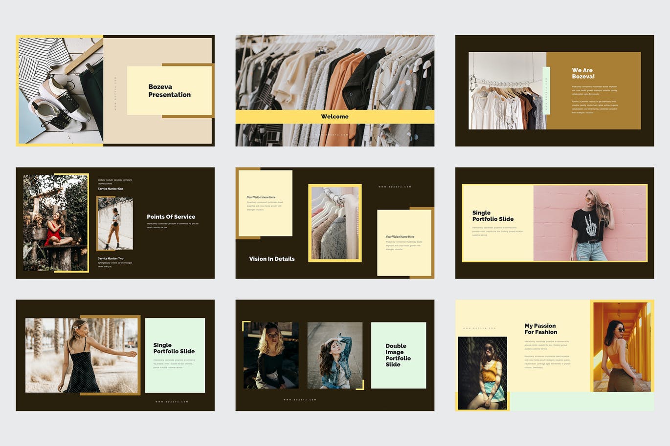 优雅时尚高端简约清新powerpoint幻灯片演示模板（pptx）