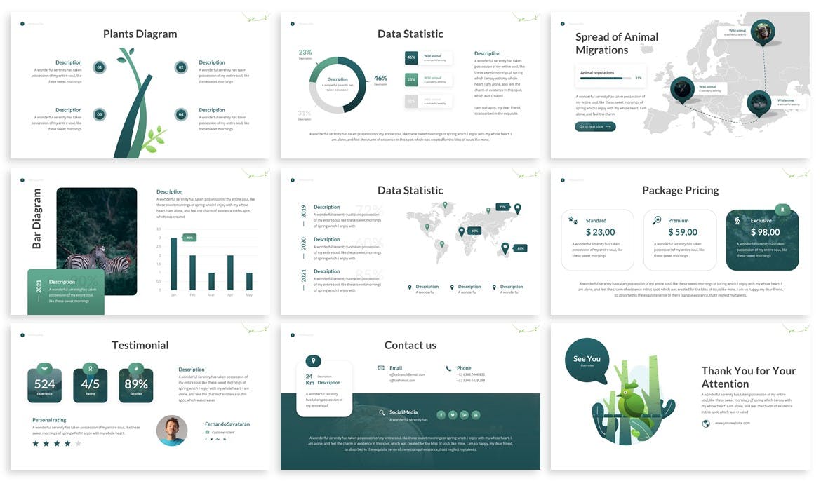 绿色环保自然相关项目的PPT模板（PPTX）
