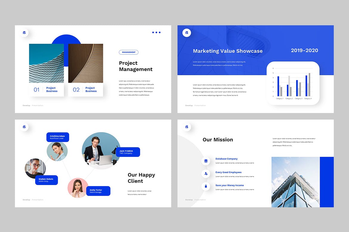 时尚高端简约专业的商业商务powerpoint幻灯片演示模板（pptx）