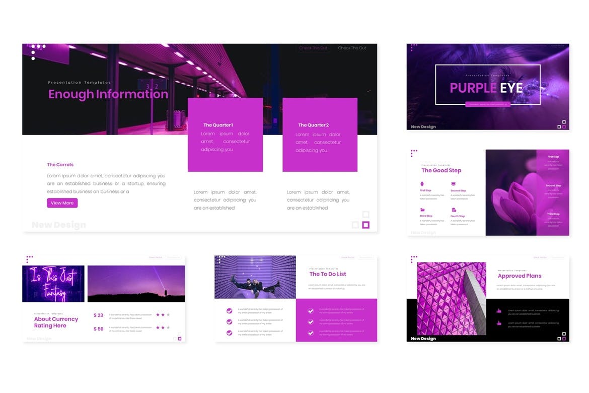 时尚绚丽的紫色配色powerpoint幻灯片演示模板（pptx）