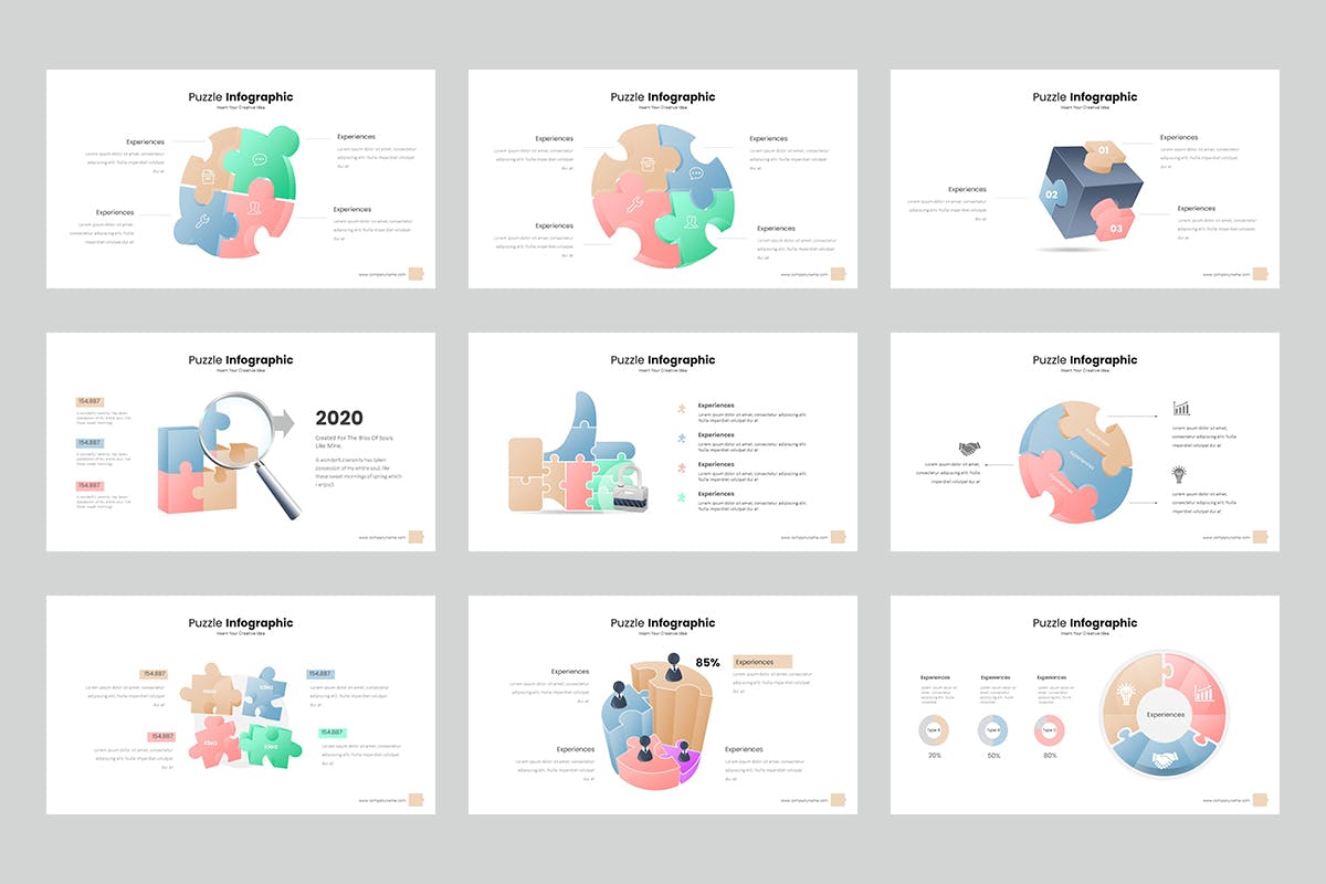 拼图信息图表大数据PPT模板下载(PPTX)
