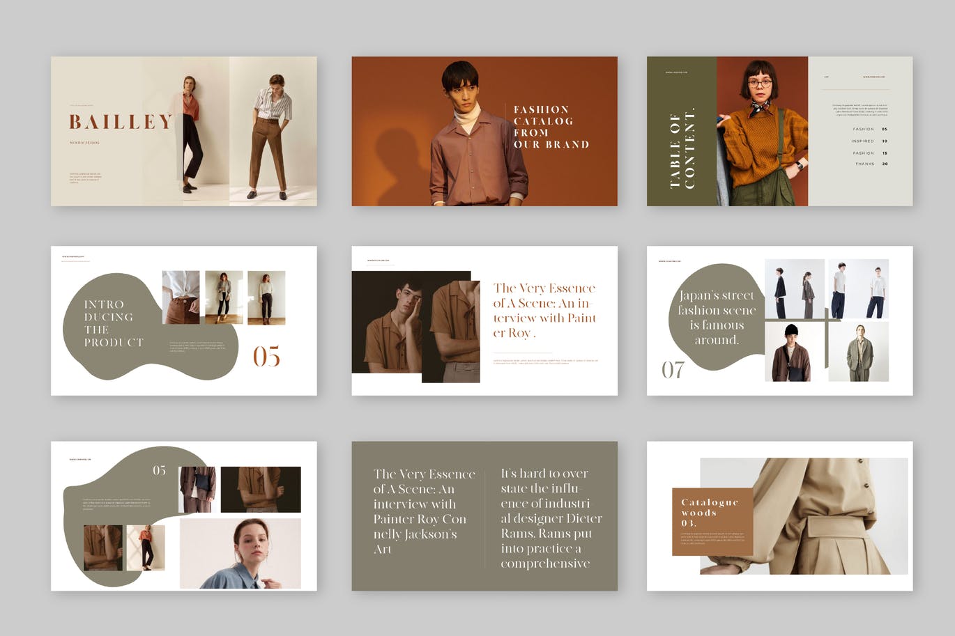 时尚高端优雅简约秋天配色的高品质产品目录powerpoint幻灯片演示模板（pptx）