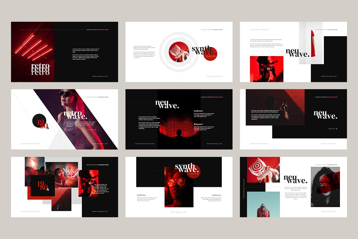 新浪潮时尚PPT模板下载(PPTX)