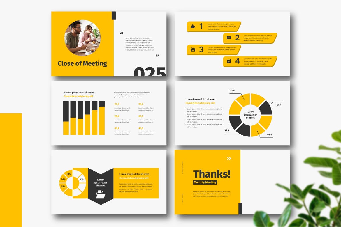 时尚高端醒目的月度会议提案提报powerpoint幻灯片演示模板（pptx）