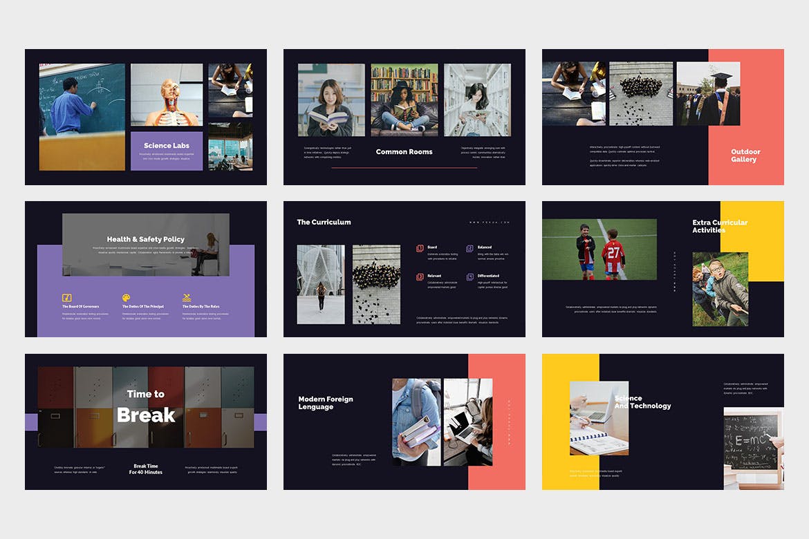 时尚简约清新好用的多用途学校留学机构powerpoint幻灯片演示模板（pptx）