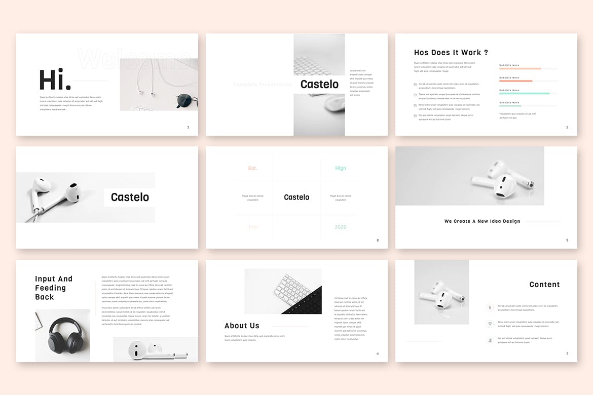 音乐主题的极简主义PPT模板下载（PPTX）