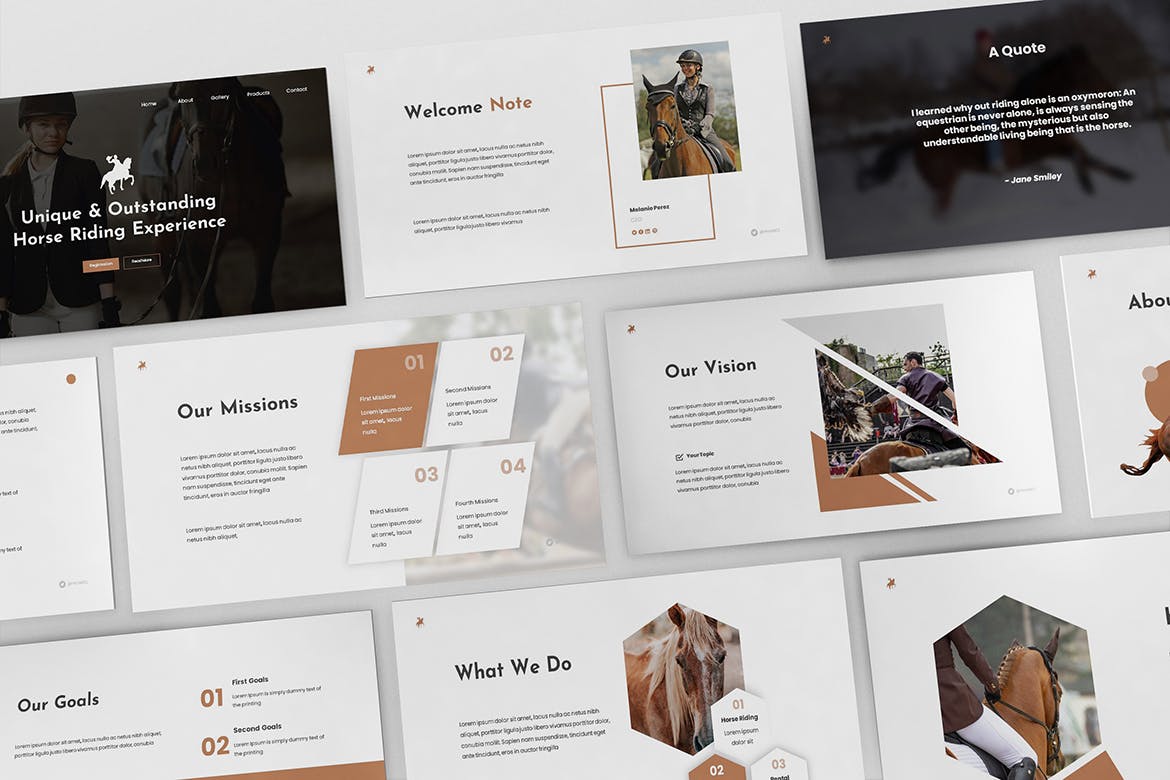 时尚高端优雅马术powerpoint幻灯片演示模板（pptx）