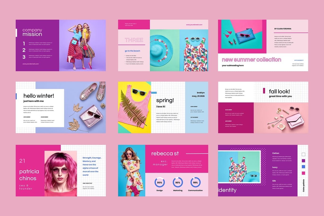 粉红色的女性产品介绍PPT模板下载[PPTX]