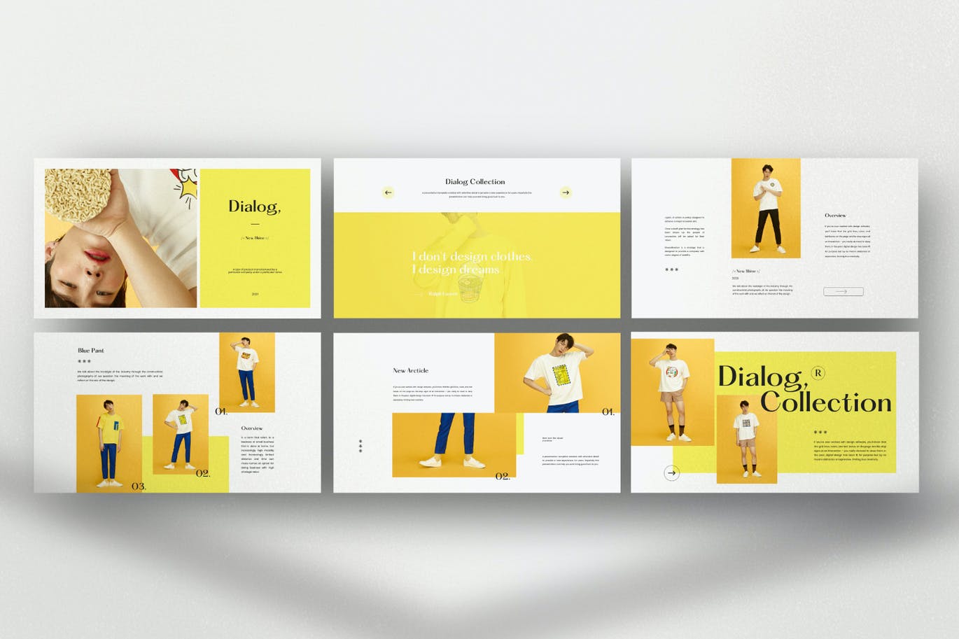 时尚清新潮流的黄色配色powerpoint幻灯片演示模板（pptx）