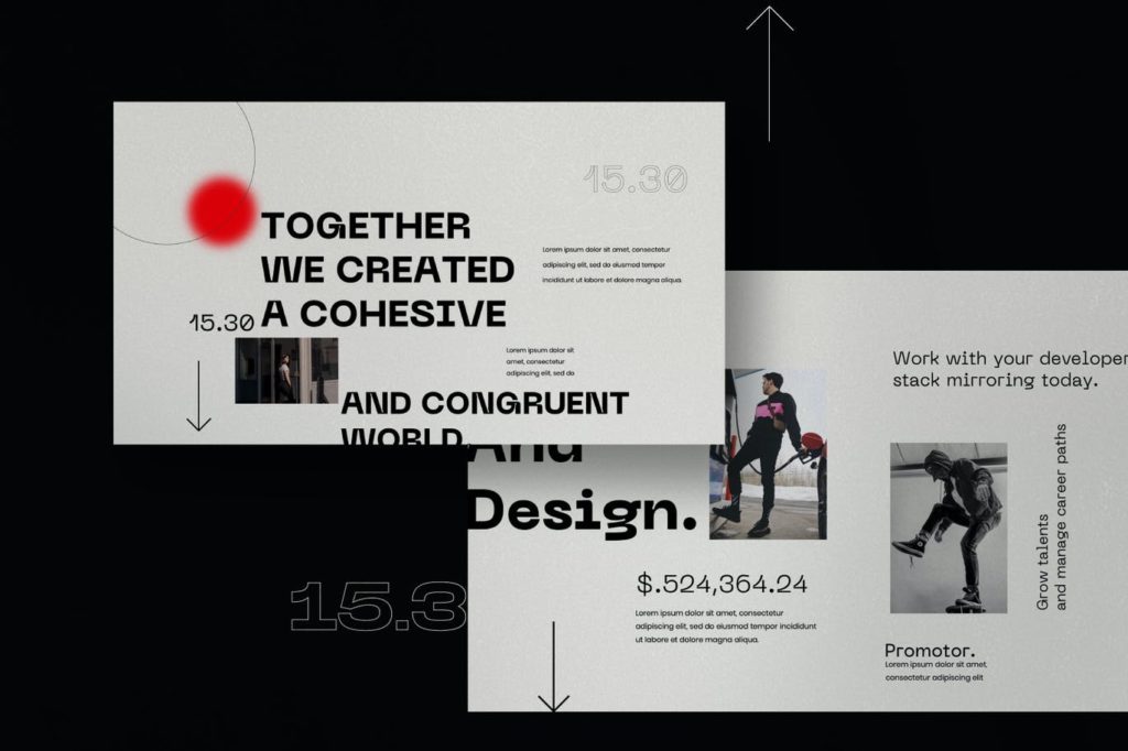 PPT模板 | 独特几何元素点线面现代风格时尚界杂志圈运动品牌拼贴Google幻灯片模板