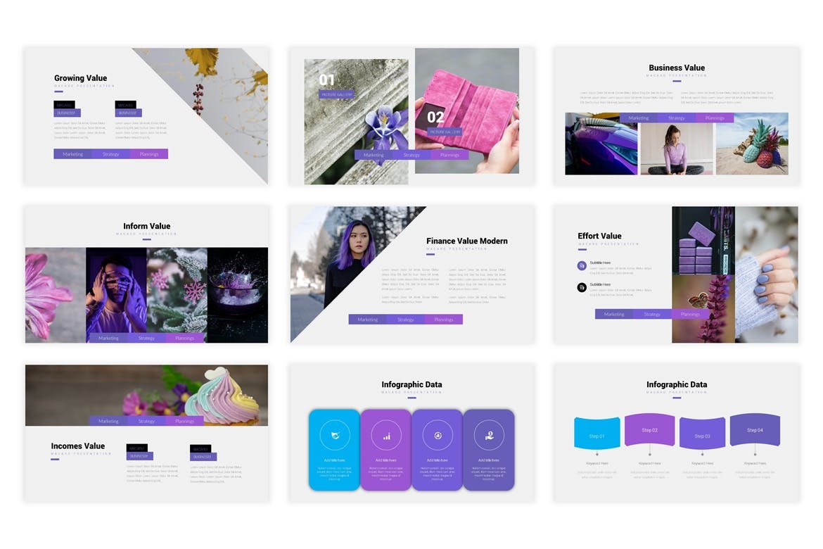 时尚高端清新紫色配色的大数据powerpoint幻灯片演示模板（pptx）
