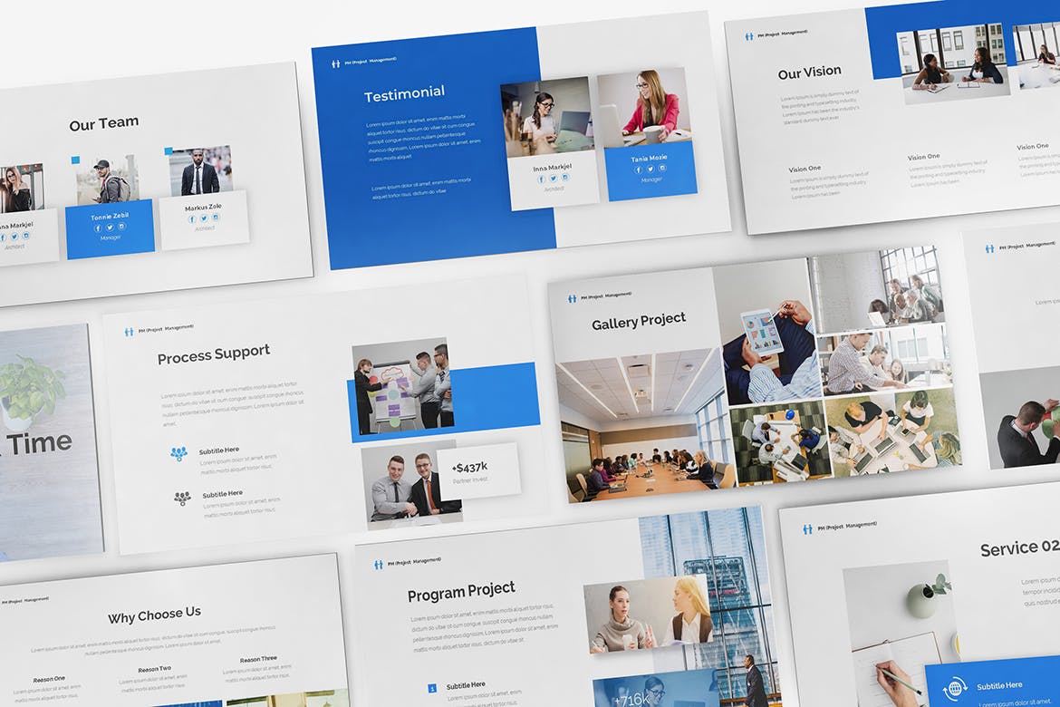 时尚高端简约专业的高品质项目管理powerpoint幻灯片演示模板（pptx）