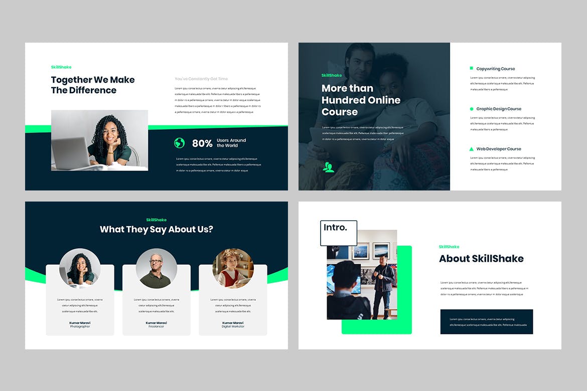 高品质的在线教育网络授课Google Slides谷歌幻灯片演示模板（pptx）